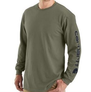 Carhartt Loose-Fit Heavyweight Logo Sleeve Graphic Long-Sleeve T-Shirt Green XLT